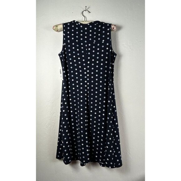 Chico's Women's Stripe Polka Dot Sleeveless Dress Shelley Split Neck Blue 0 New - Picture 2 of 9
